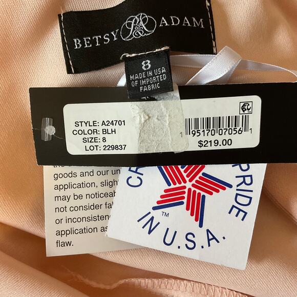 Betsy & Adam One Shoulder Cocktail Dress Pink Size 8 Cut Out Midi Sheath - Picture 10 of 13